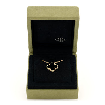 Van Cleef & Arpels 18K Yellow Gold Black Onyx Vintage Alhambra Pendant Necklace 5 of 5