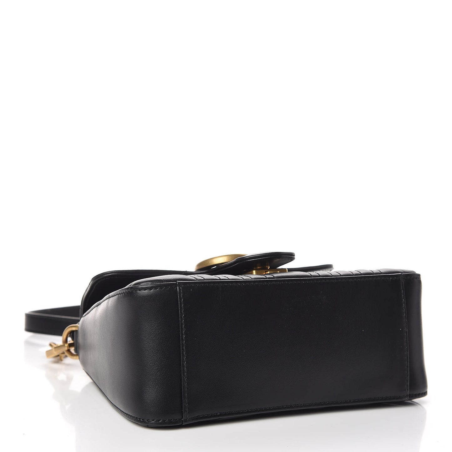 Calfskin Matelasse Mini GG Marmont Top Handle Shoulder Bag Black