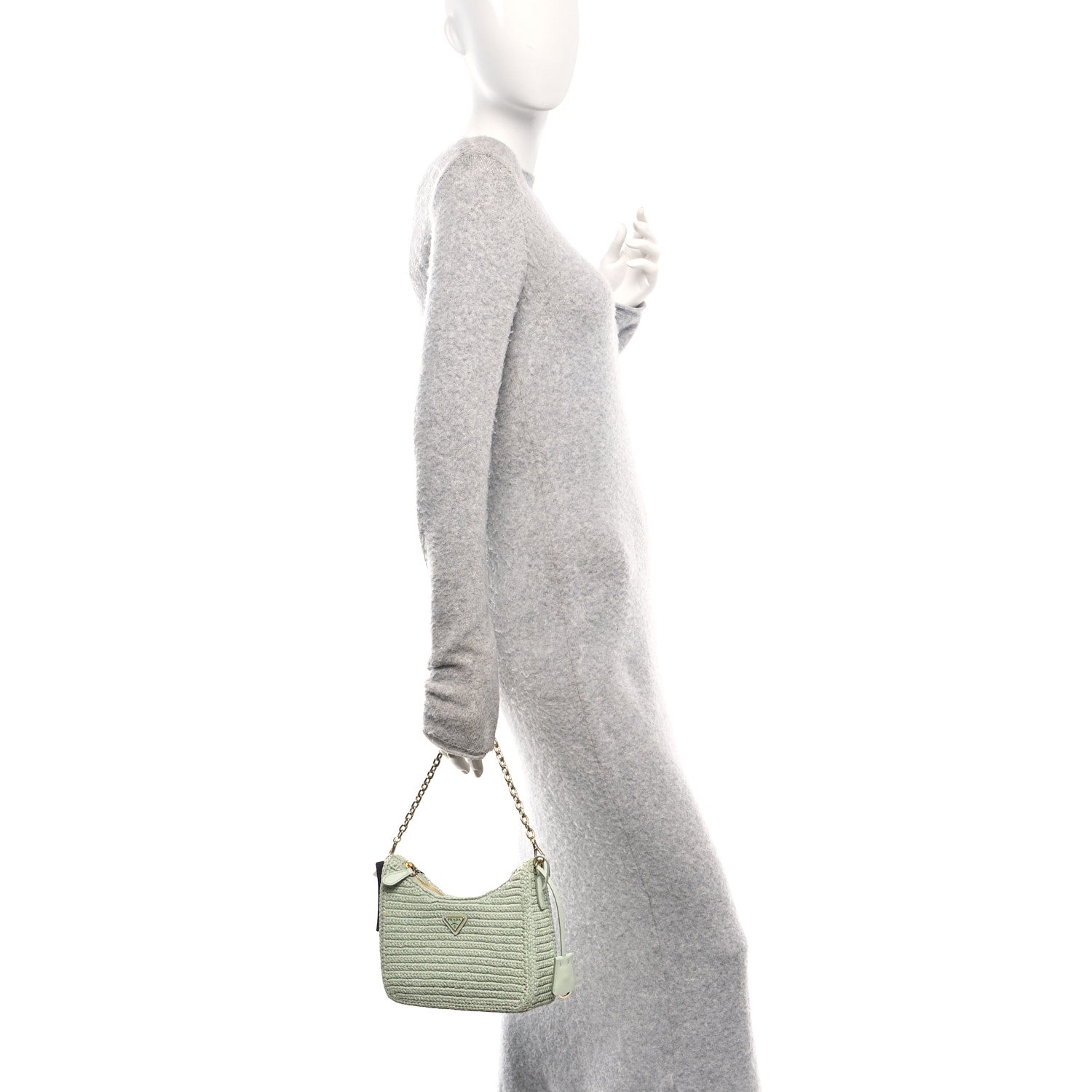 Prada Yarn Raffia Effect Crochet Re-Edition 2005 Shoulder Bag Acqua 2 of 11