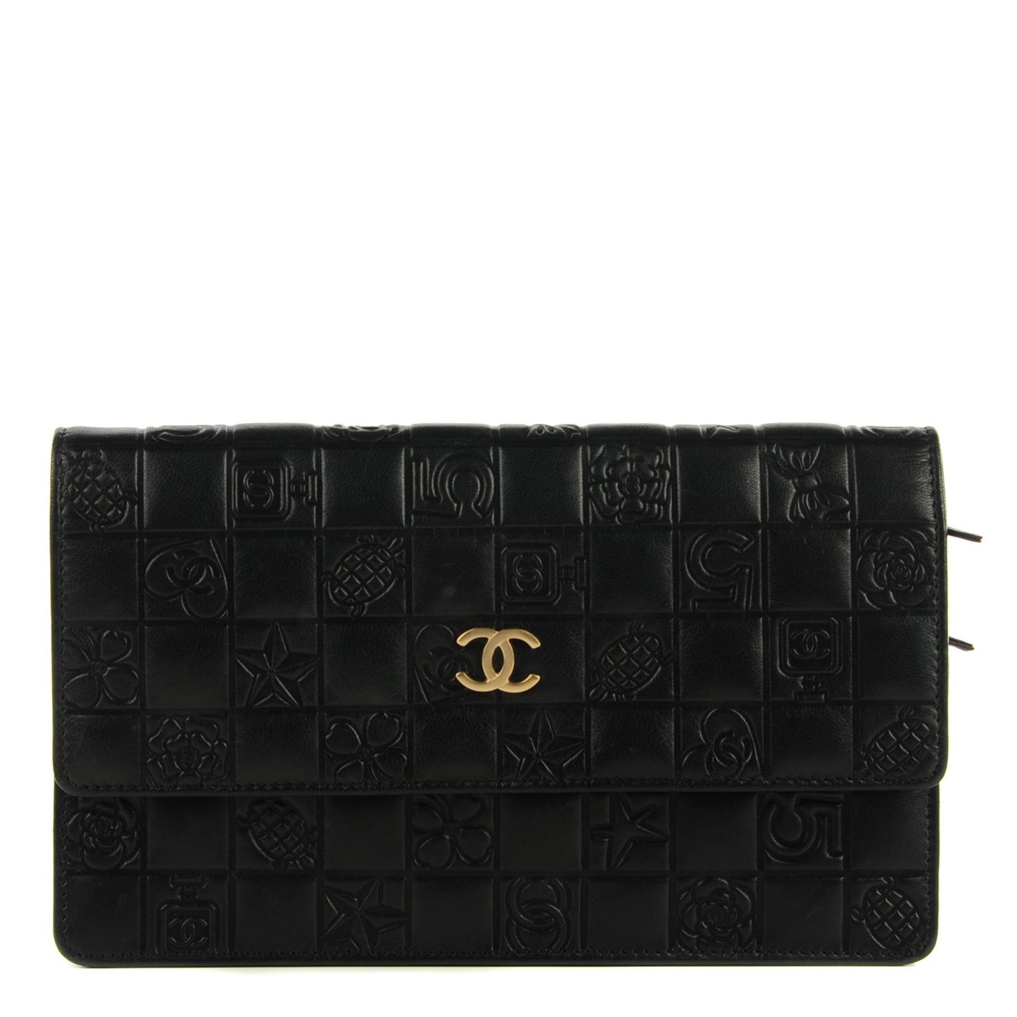 Lambskin Precious Symbols Wallet On Chain WOC Black