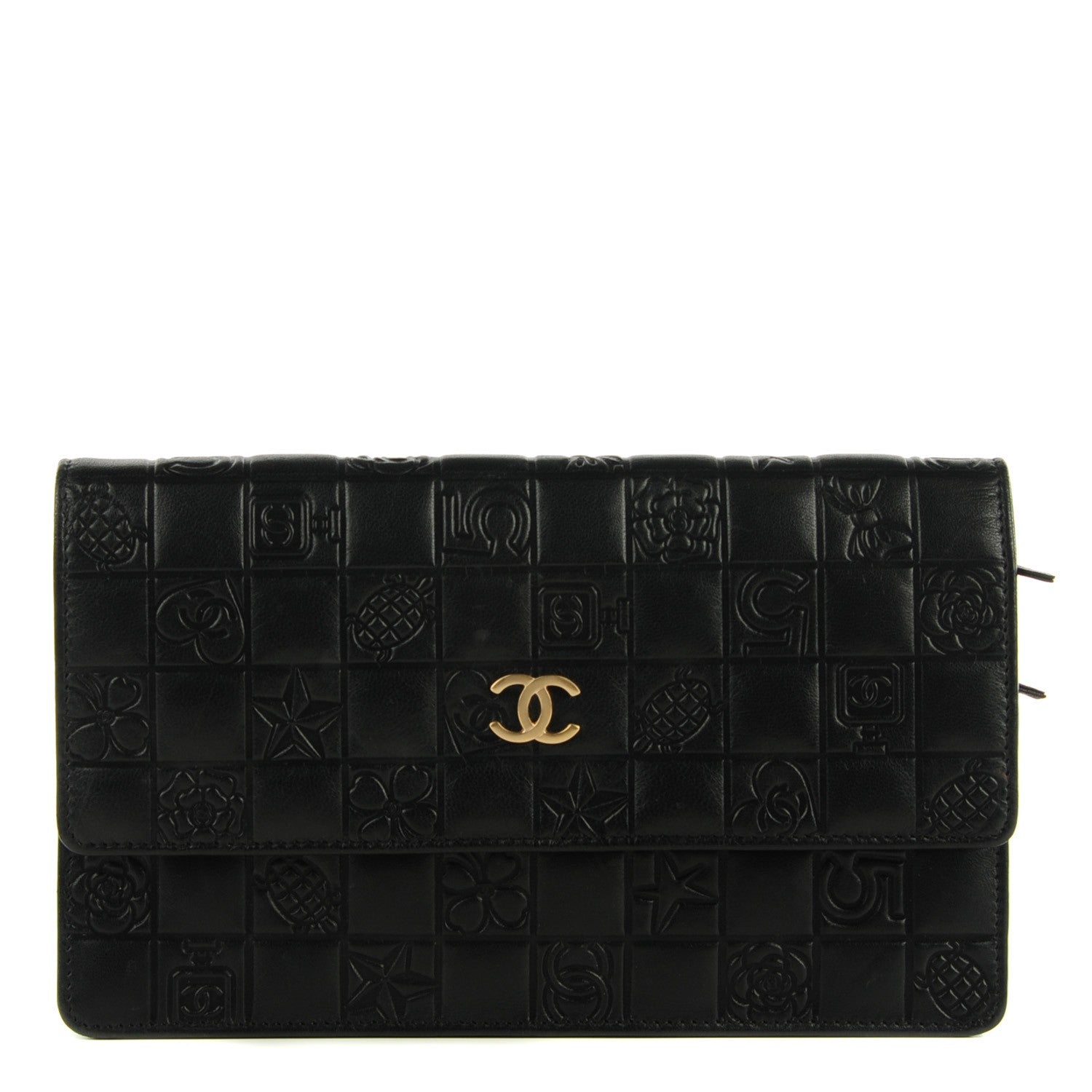 Chanel Lambskin Precious Symbols Wallet On Chain WOC Black 1 of 7