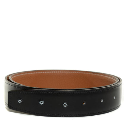 Hermes Box Togo 32mm Belt Strap 80 Black Gold 1 of 4
