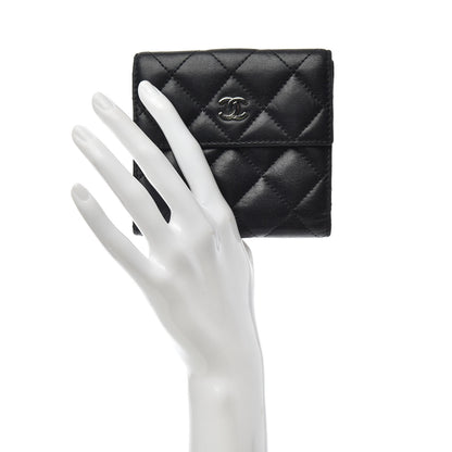 Chanel Lambskin Quilted Compact French Flap Wallet Black 2 of 8