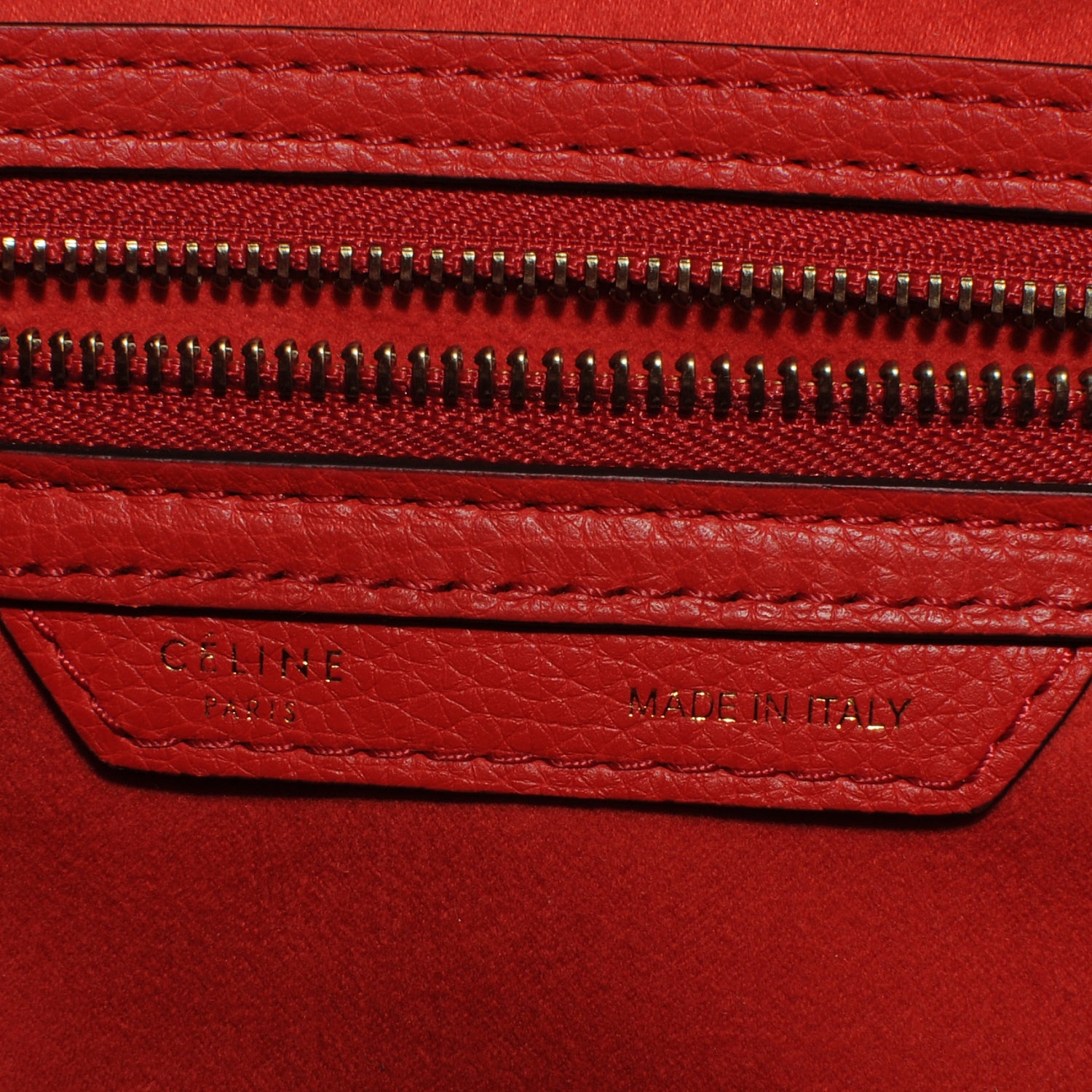 Celine Drummed Calfskin Mini Luggage Coquelicot 7 of 9