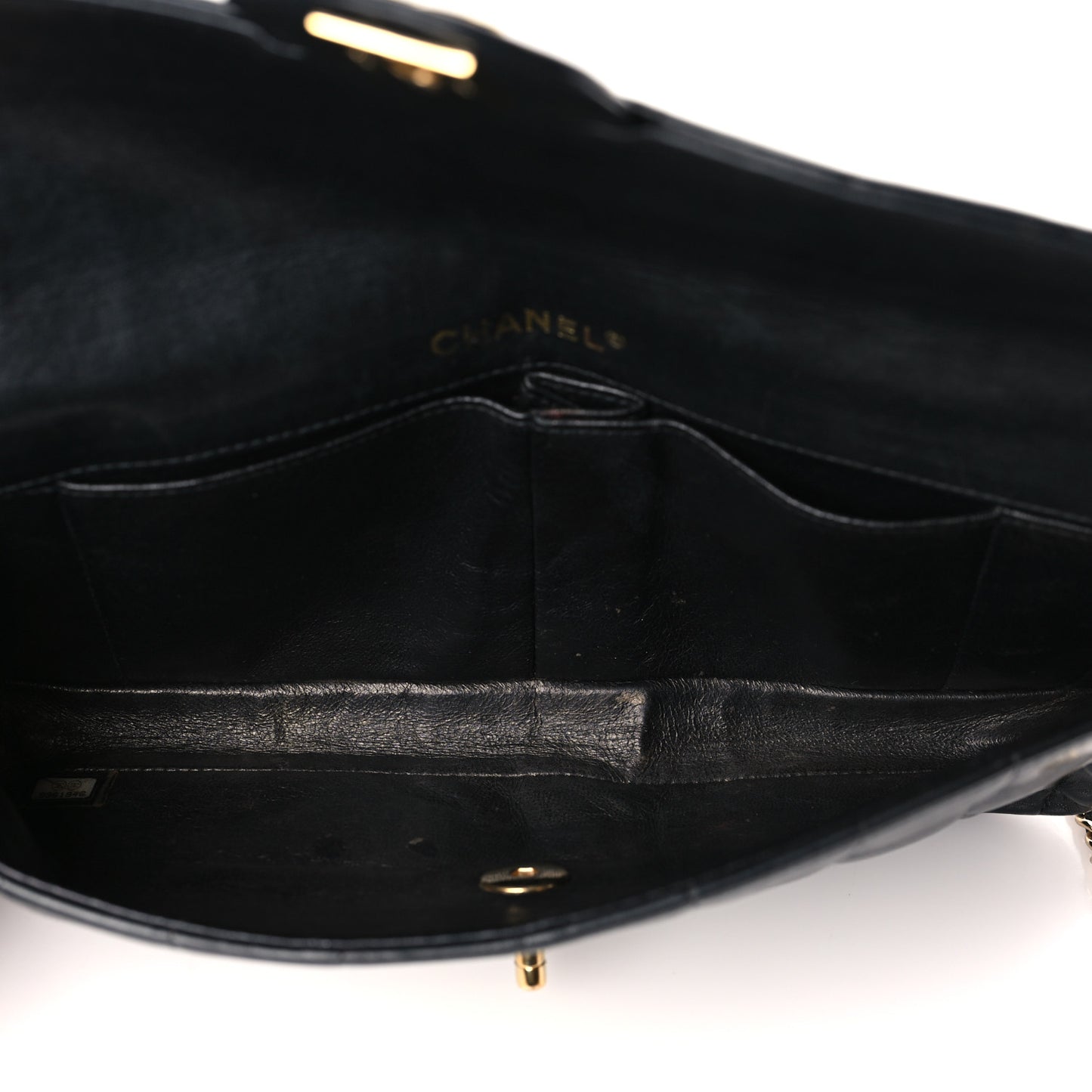 Lambskin East West Chocolate Bar Flap Black