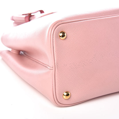Prada Saffiano Cuir Bi-Color Small Double Handle Bag Pesca Tamaris 13 of 15