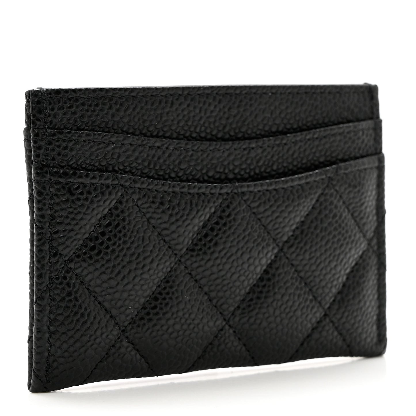 Caviar Quilted Card Holder Black