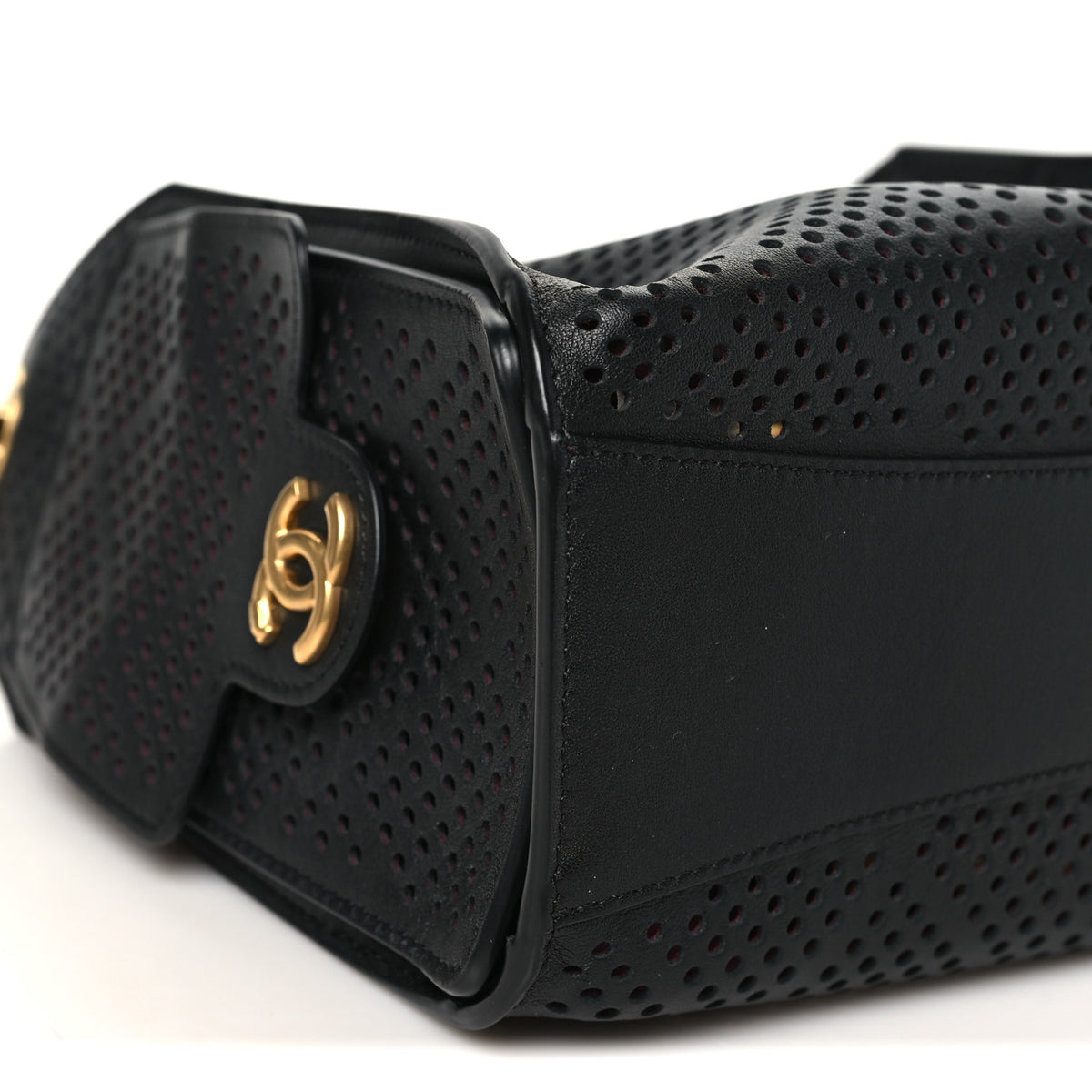 Perforated Calfskin Mini Chanel 25 Handbag Black