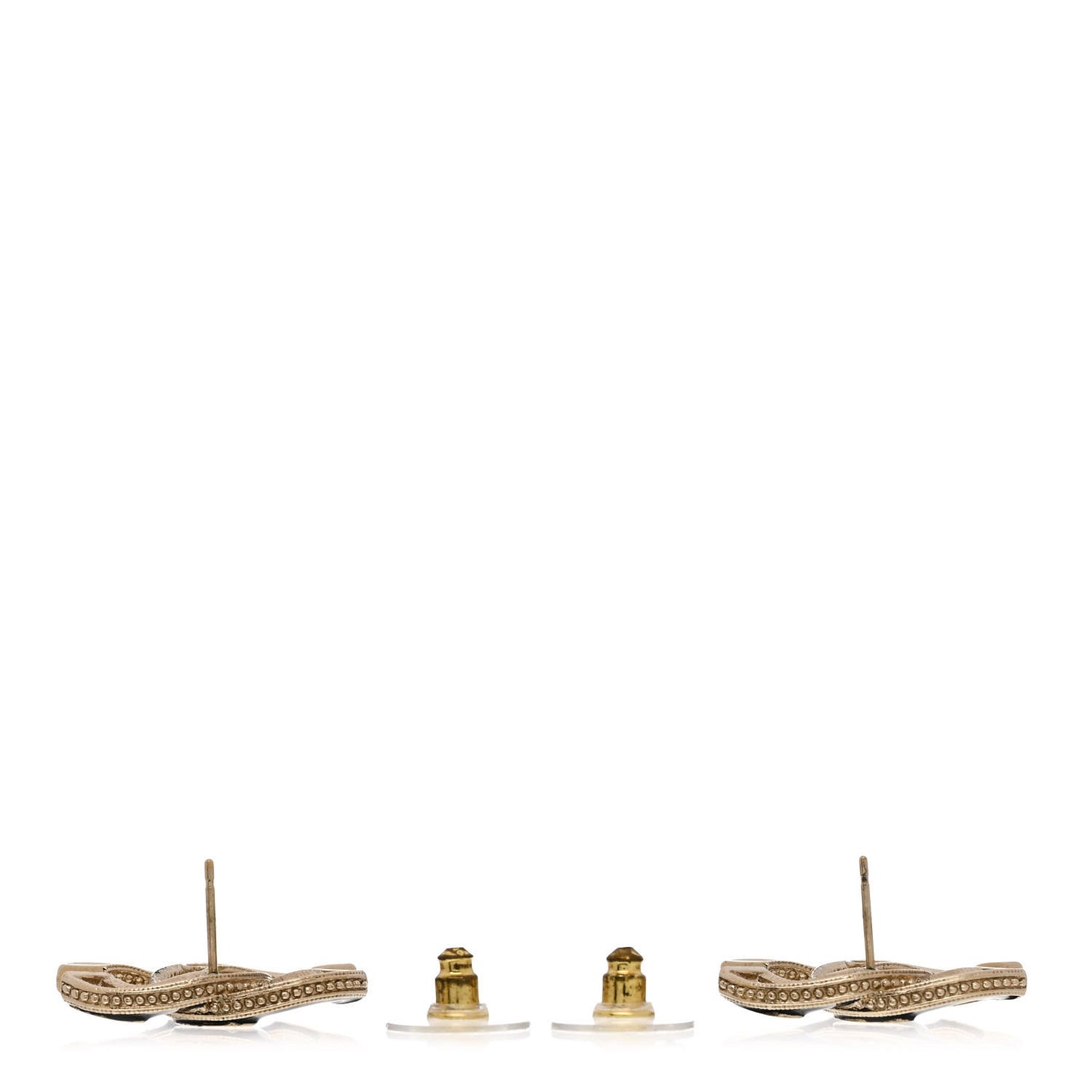 Enamel CC Earrings Black Gold