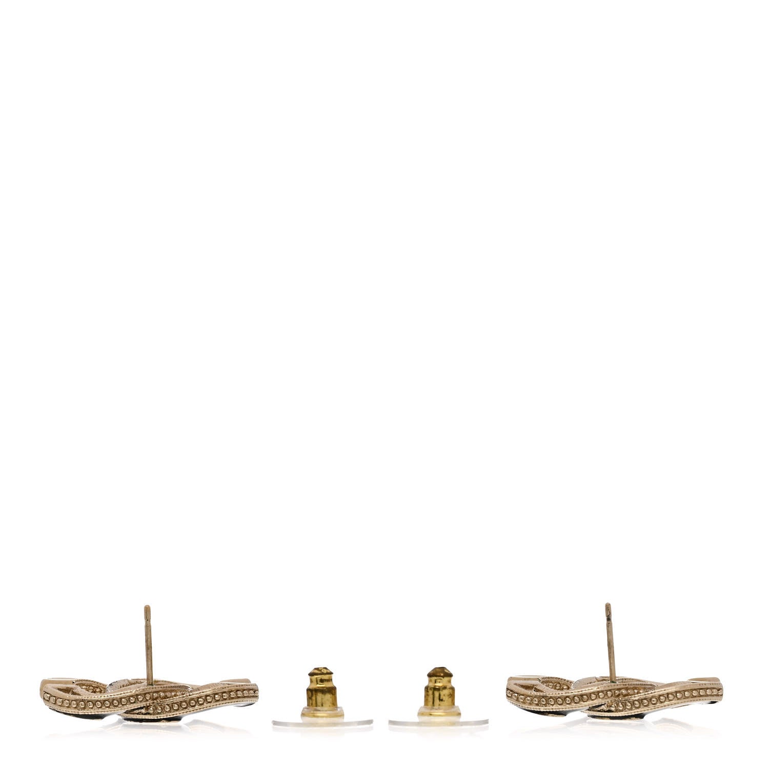 Chanel Enamel CC Earrings Black Gold 3 of 5