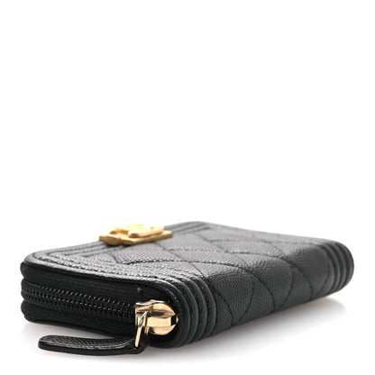 Chanel Caviar Quilted Boy Zip Around Coin Purse Wallet Black 4 of 9
