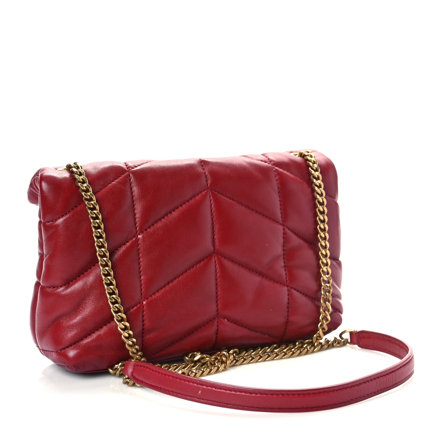 Lambskin Quilted Toy Loulou Puffer Monogram Chain Satchel Red