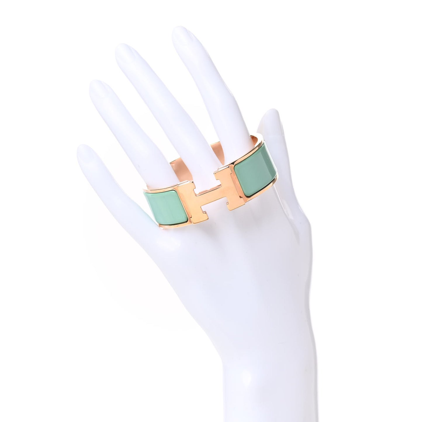 Enamel Wide Clic Clac H Bracelet PM Vert Aqua
