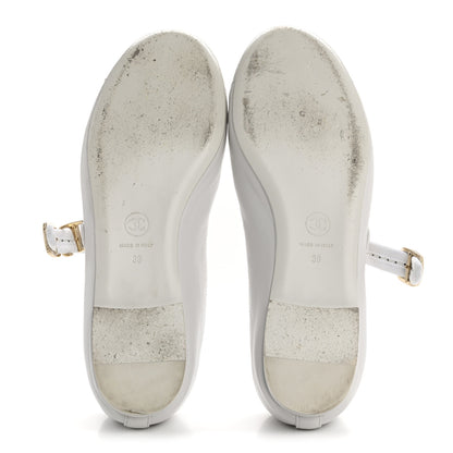 Chanel Lambskin Mary Jane Flats 39 White 6 of 12