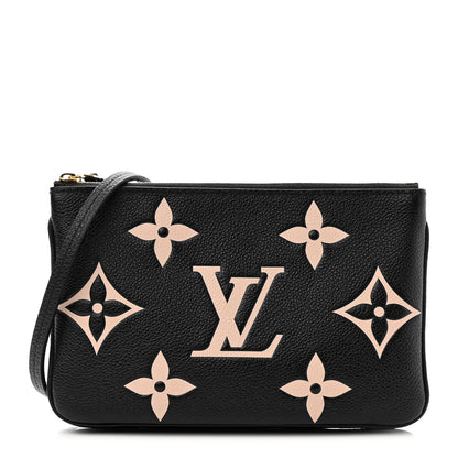 Louis Vuitton Empreinte Monogram Giant Double Zip Pochette Black Cream 1 of 10