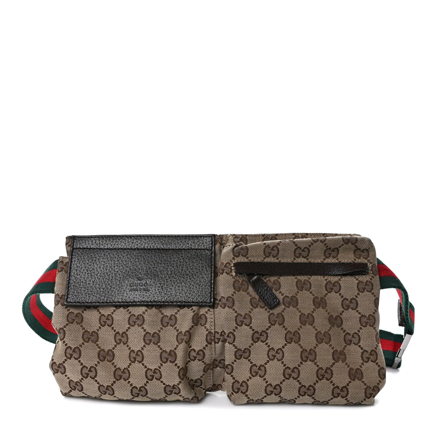 GG Monogram Web Double Pocket Belt Bag Dark Brown