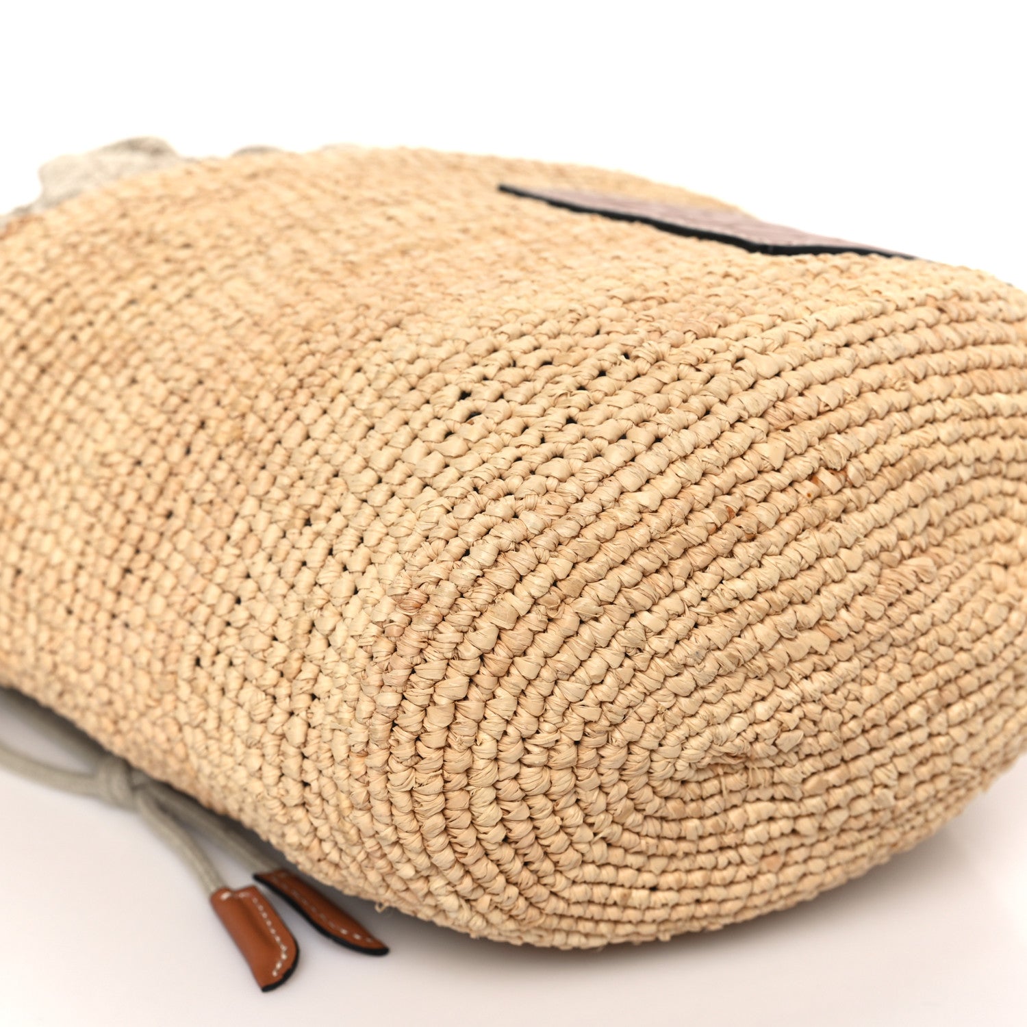 Loewe Calfskin Raffia Anagram Paulas Ibiza Pochette Bag Natural Tan 7 of 8