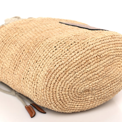 Loewe Calfskin Raffia Anagram Paulas Ibiza Pochette Bag Natural Tan 7 of 8