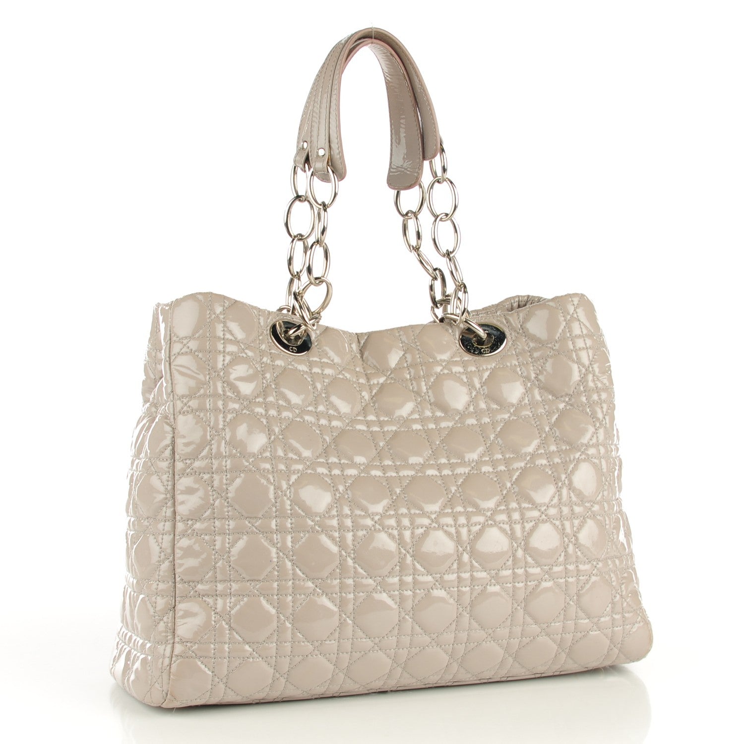 Christian Dior Patent Cannage Large Dior Soft Shopping Tote Grey 3 of 8