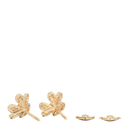 Van Cleef & Arpels 18K Yellow Gold Diamond Mini Frivole Pave Earrings 3 of 5