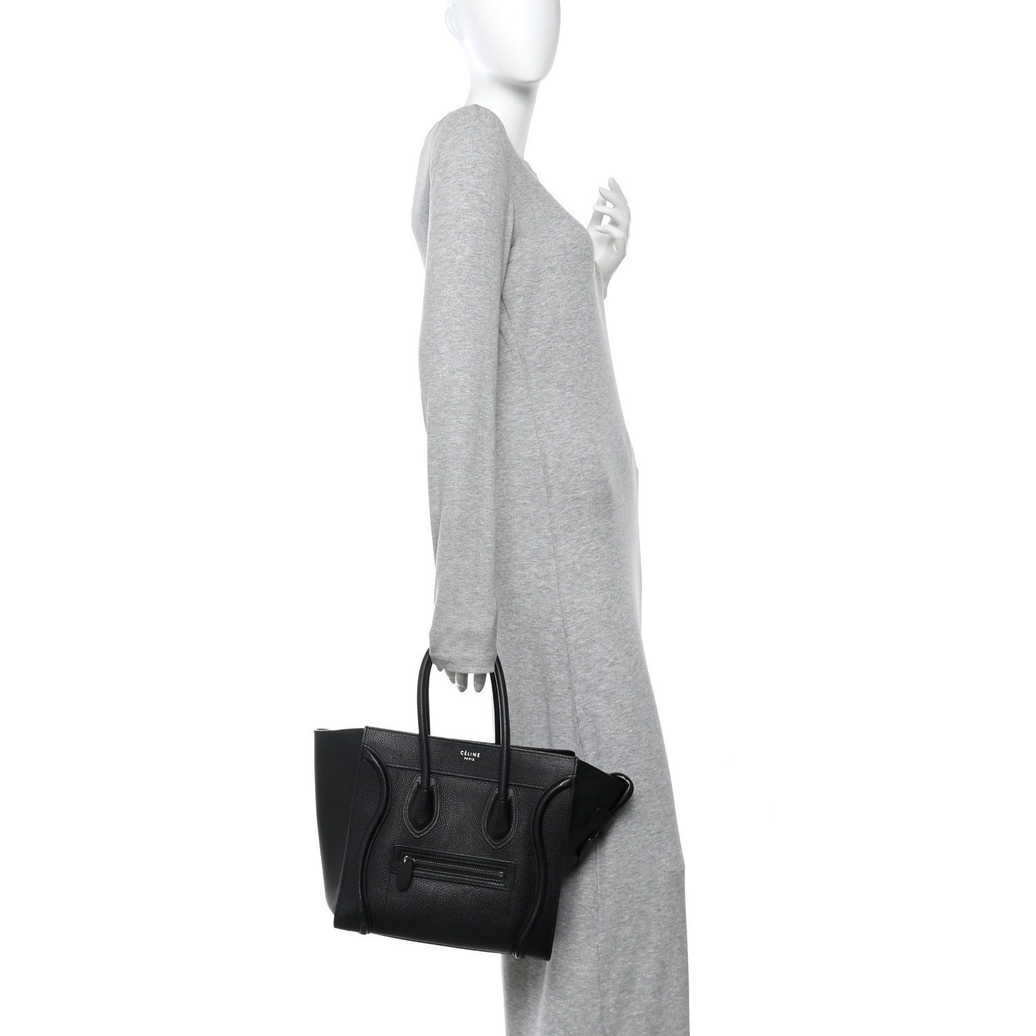 Celine Drummed Calfskin Micro Luggage Black 2 of 9
