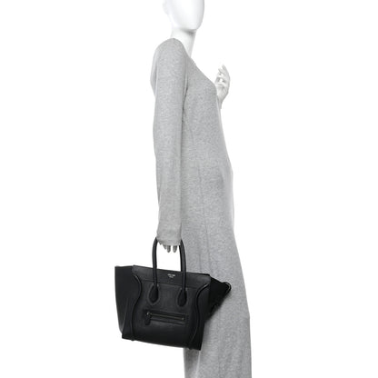 Celine Drummed Calfskin Micro Luggage Black 2 of 9