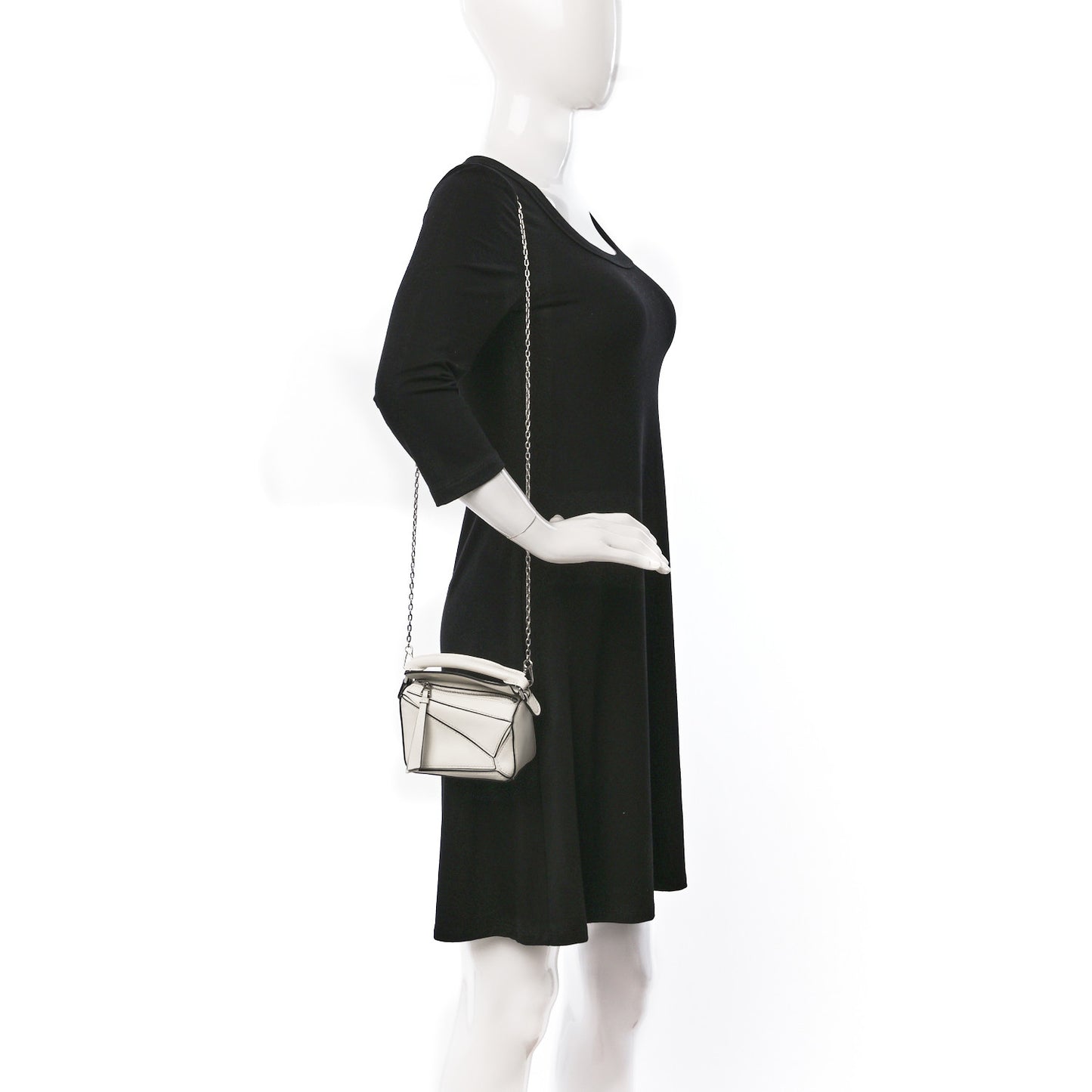 Calfskin Nano Puzzle Bag Soft White Black