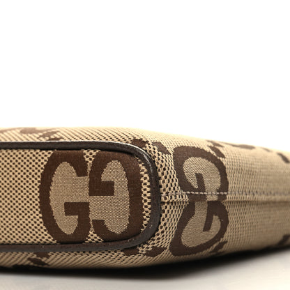 Gucci Monogram Jumbo GG Textured Dollar Calfskin Web Wristlet Messenger Bag Camel Ebony New Acero 10 of 11