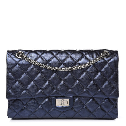 Chanel Metallic Calfskin Quilted 2.55 Reissue 226 Flap Dark Navy Blue 1 of 10