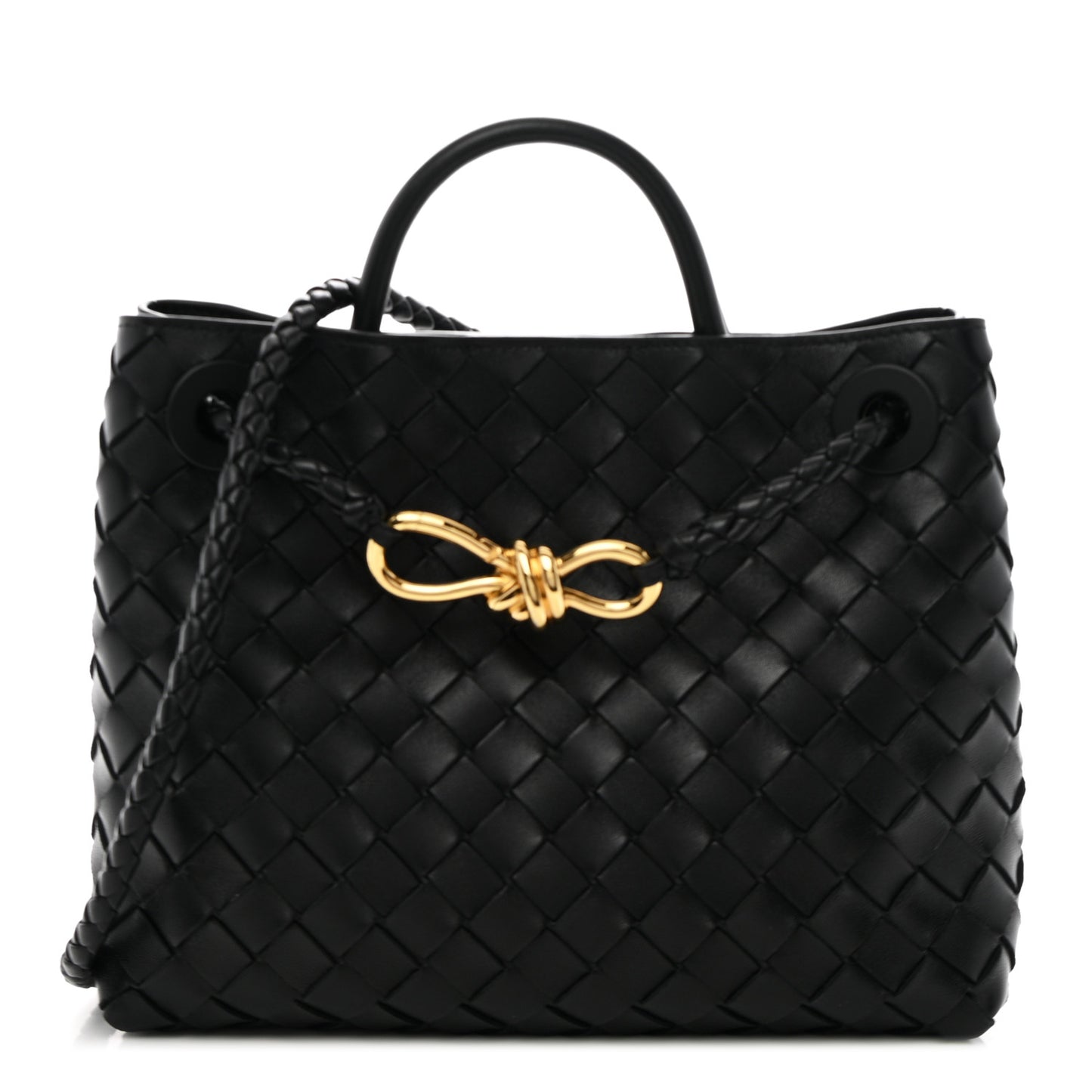 Nappa Intrecciato Small Andiamo Shoulder Bag Black