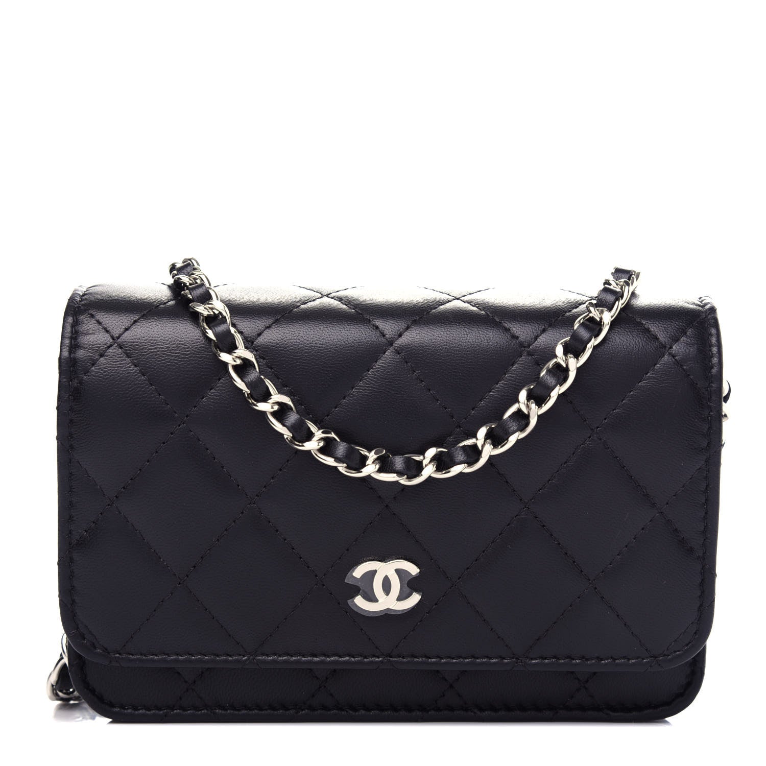 Chanel Lambskin Quilted Mini Wallet On Chain WOC Black 1 of 12