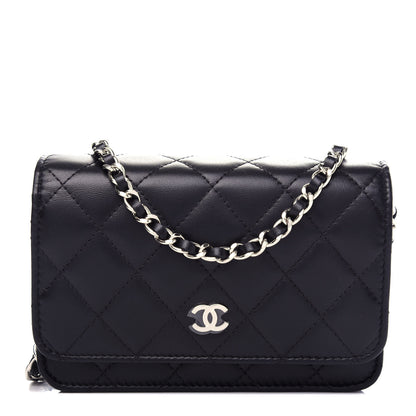 Chanel Lambskin Quilted Mini Wallet On Chain WOC Black 1 of 12