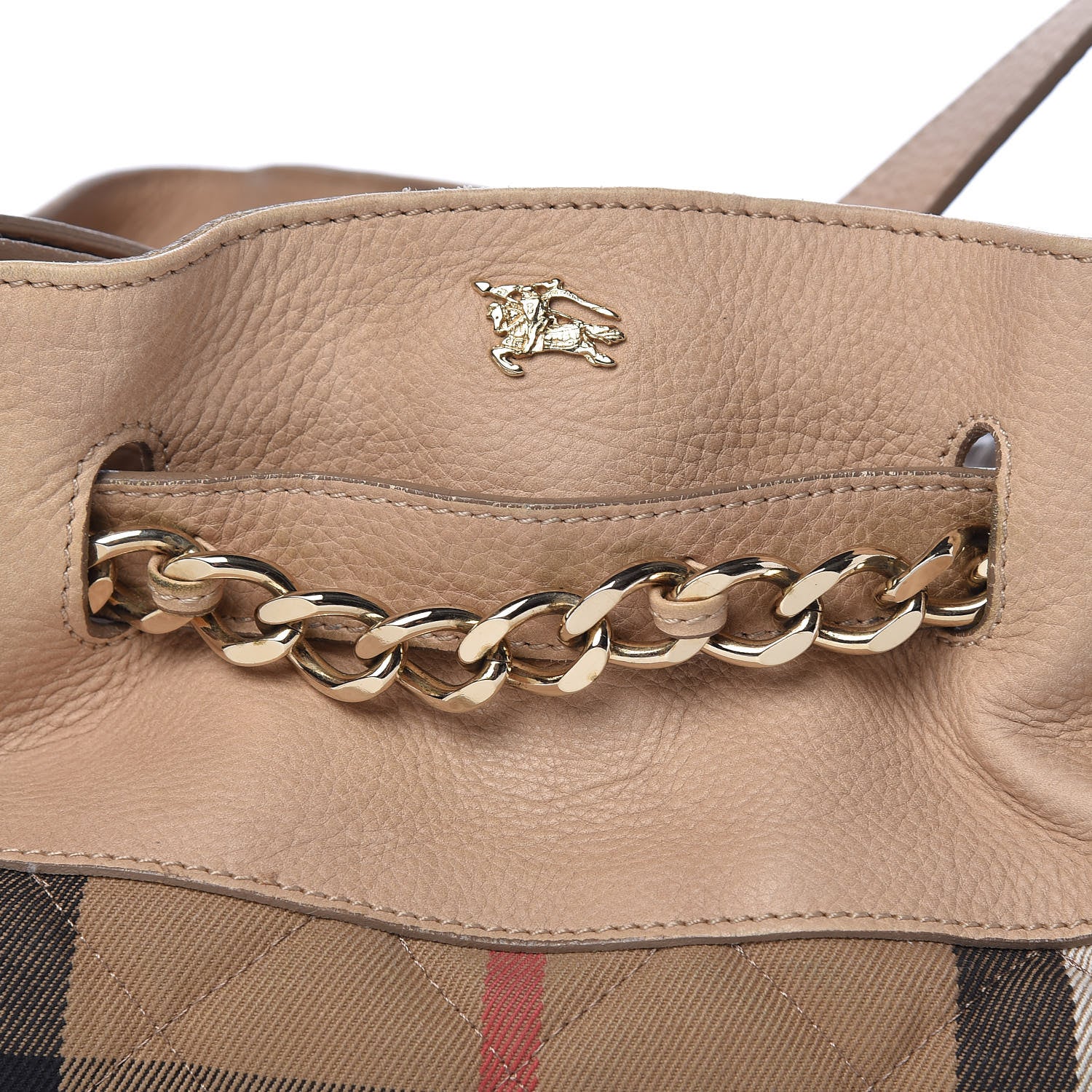 Burberry Calfskin Quilted House Check Shoulder Bag Beige 8 of 15