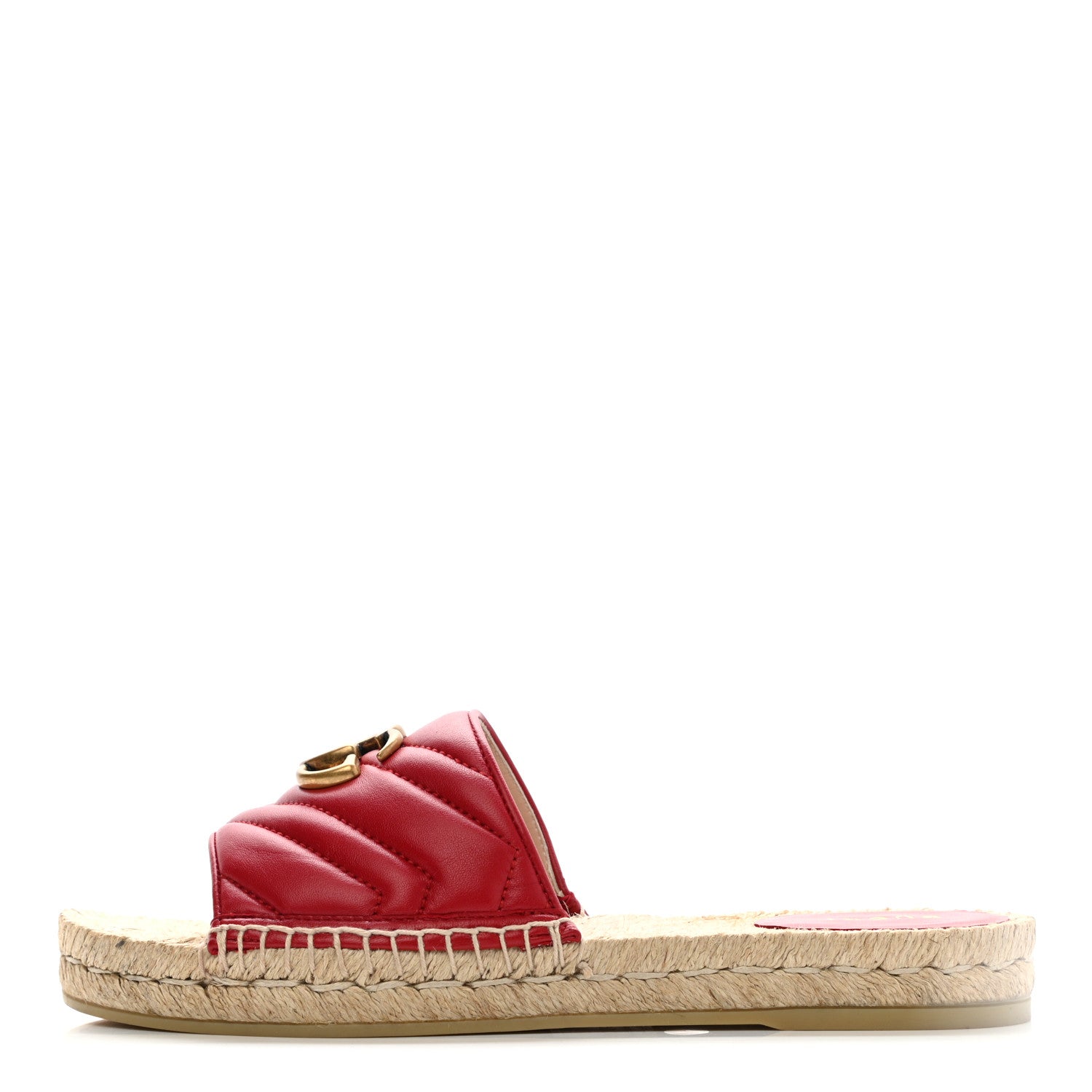 Gucci Nappa Matelasse GG Marmont Espadrille Slide Sandals 39 Hibiscus Red 1 of 9
