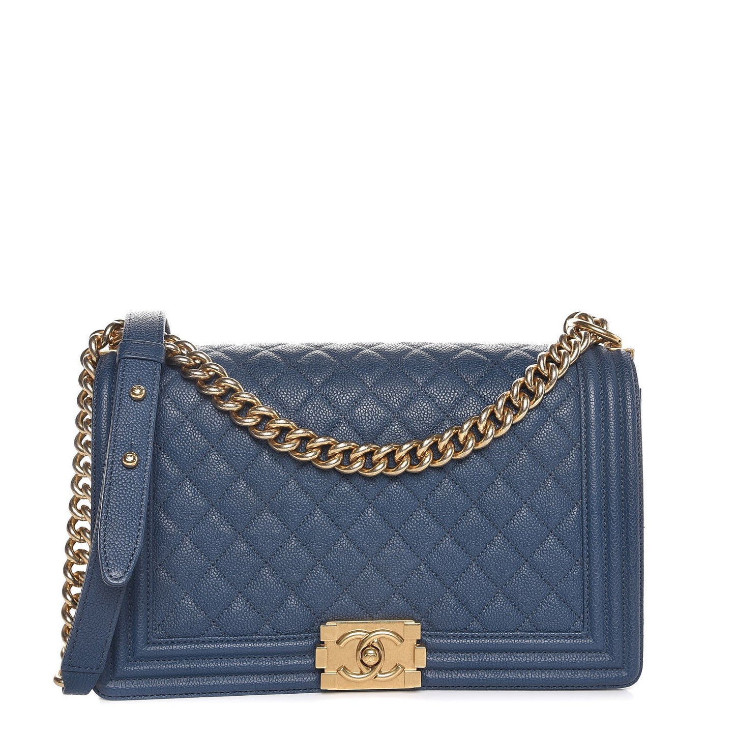 Caviar Quilted New Medium Boy Flap Blue