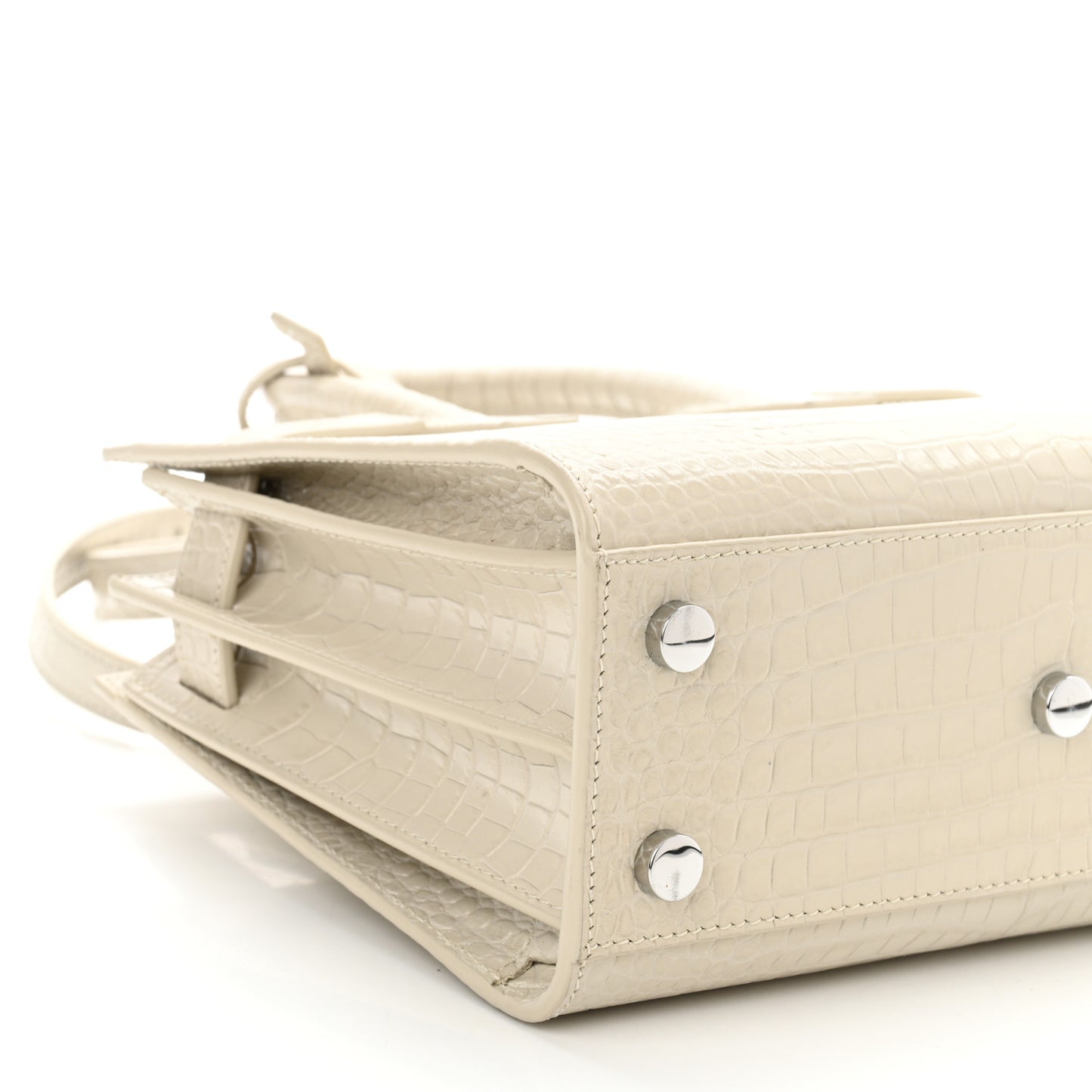 Calfskin Crocodile Embossed Nano Sac De Jour Crema Soft