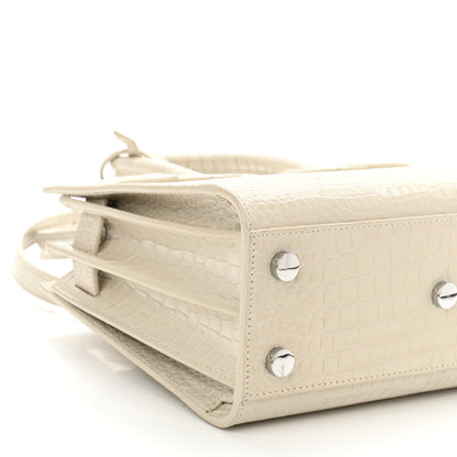 Saint Laurent Calfskin Crocodile Embossed Nano Sac De Jour Crema Soft 8 of 9