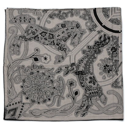 Hermes Cashmere Silk L'Arbre Du Vent Shawl 140 Naturel Noir 9 of 9