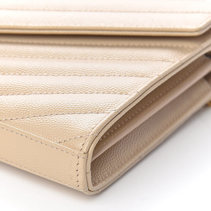 Saint Laurent Grain De Poudre Matelasse Chevron Monogram Chain Wallet Nude Powder 8 of 9