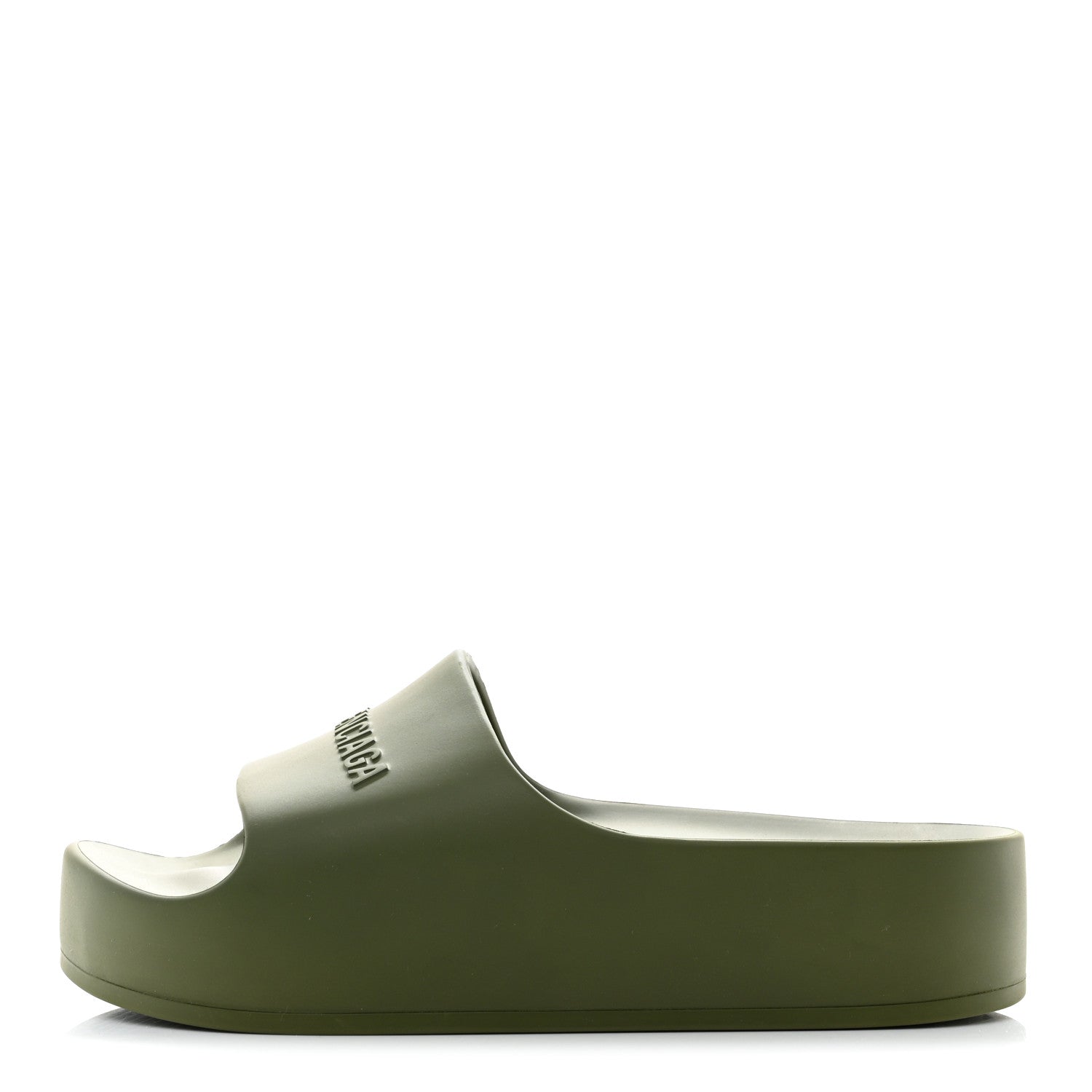 Balenciaga Rubber Womens Chunky Slide Sandals 38 Kaki 1 of 8