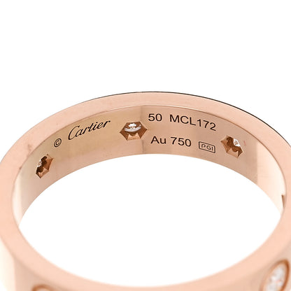 Cartier 18K Pink Gold 8 Diamond 4mm LOVE Wedding Band Ring 50 5.25 5 of 5