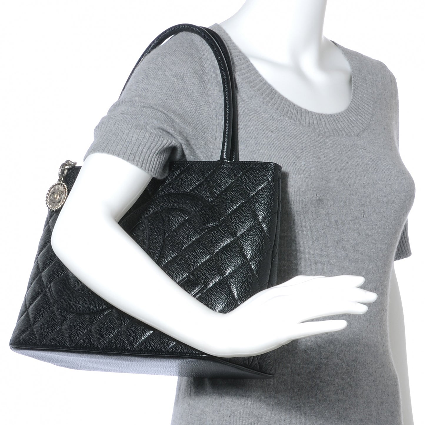 Caviar Medallion Tote Black