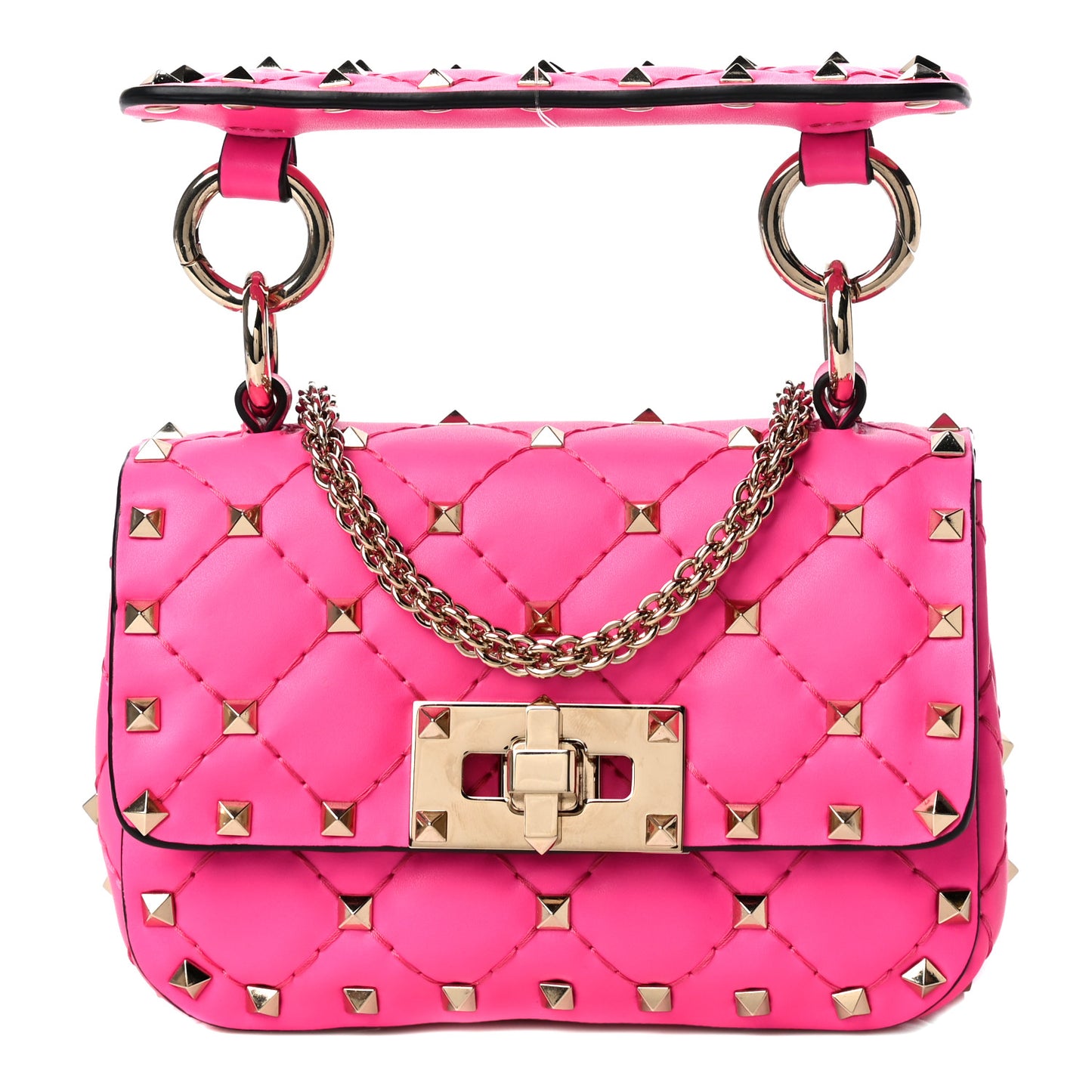 Calfskin Micro Rockstud Spike Shoulder Bag Azalea