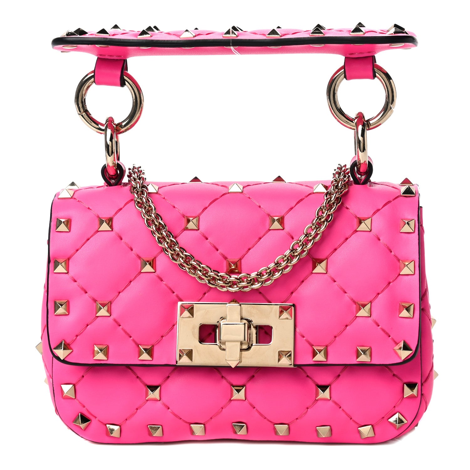 Valentino Garavani Calfskin Micro Rockstud Spike Shoulder Bag Azalea 1 of 13