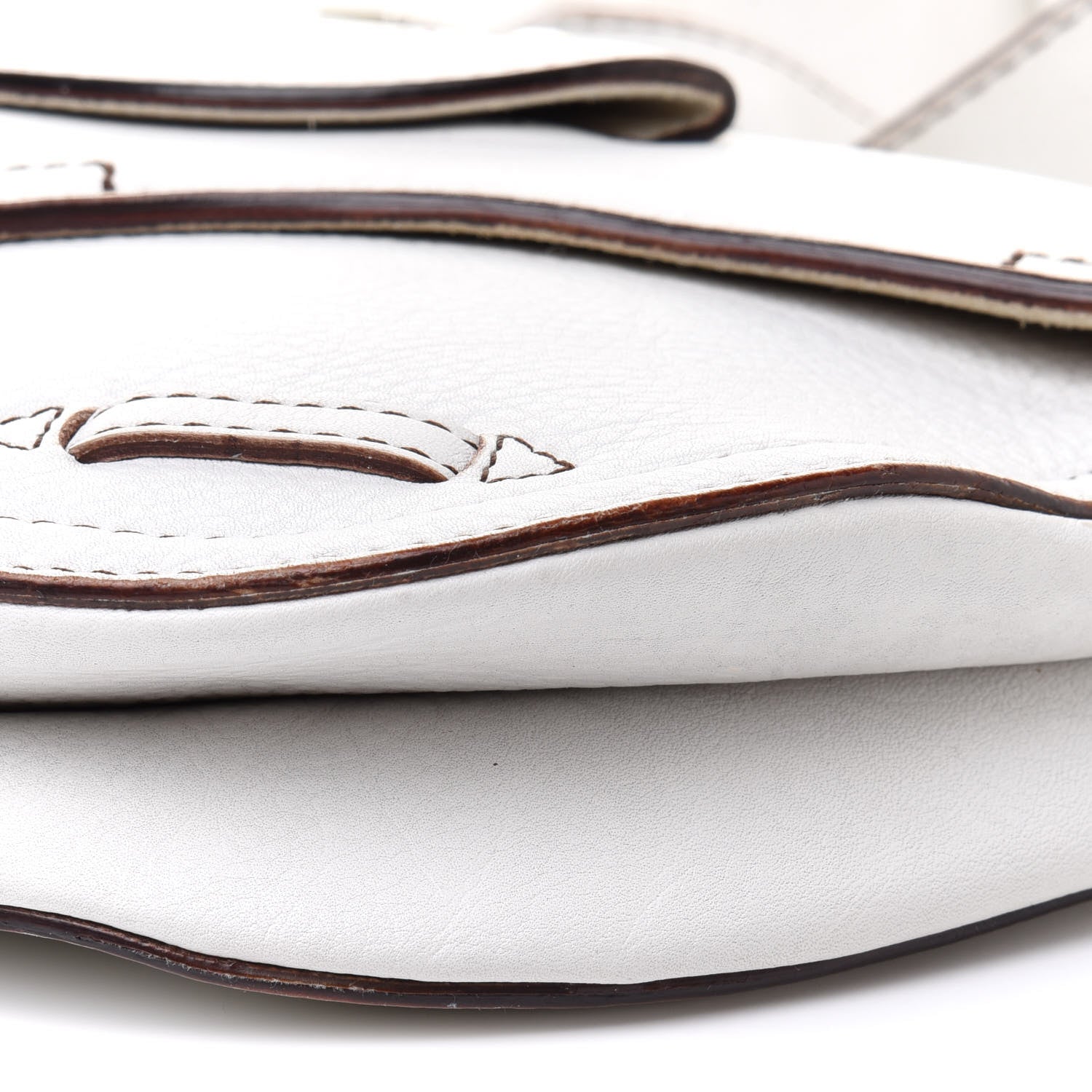 Christian Dior Grained Calfskin Saddle Pouch White 10 of 17