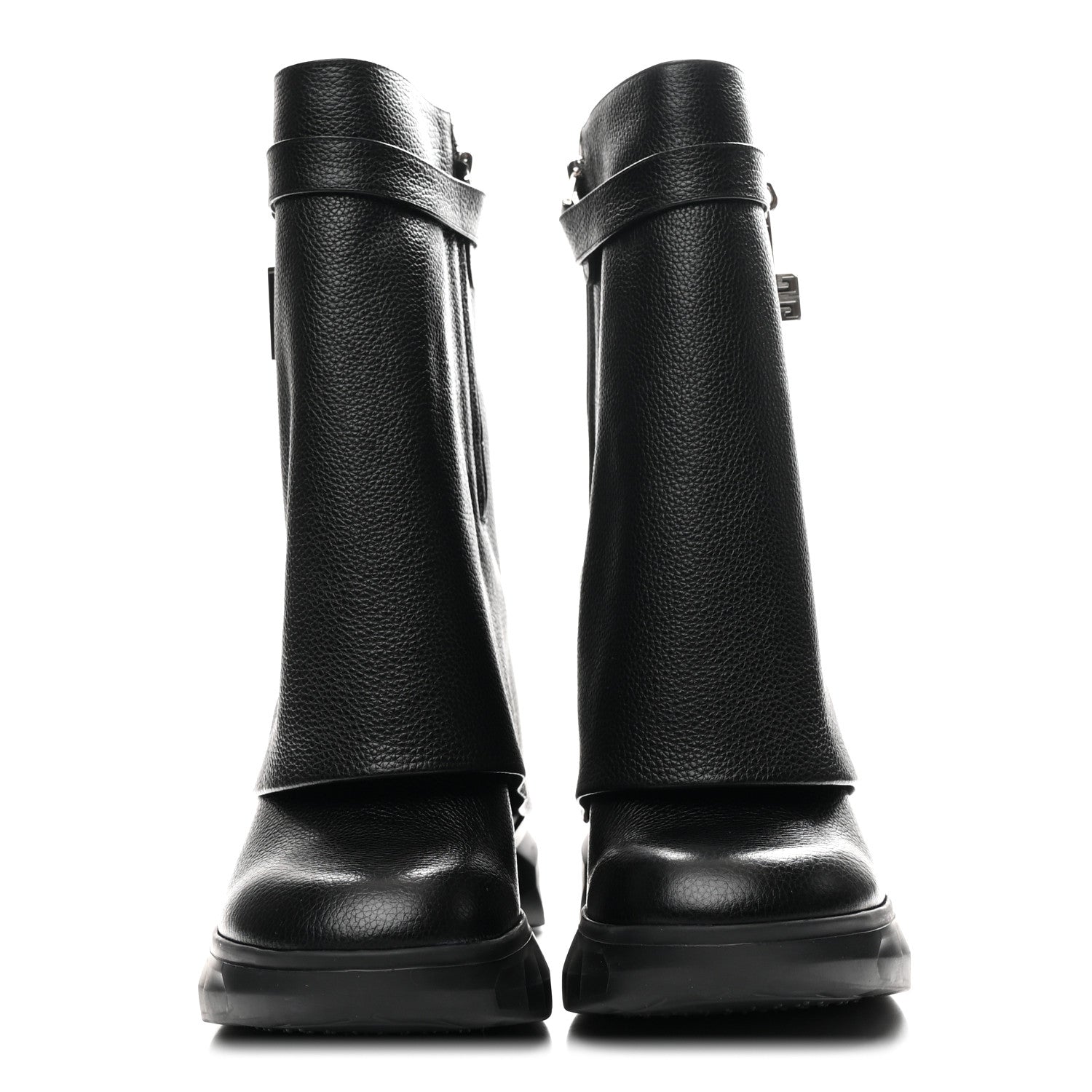 Givenchy Grained Calfskin Shark Lock Biker Ankle Boots 38 Black