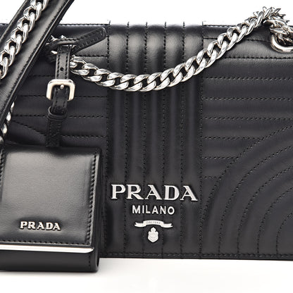 Prada Soft Calf Impunture Medium Diagramme Flap Black 9 of 9