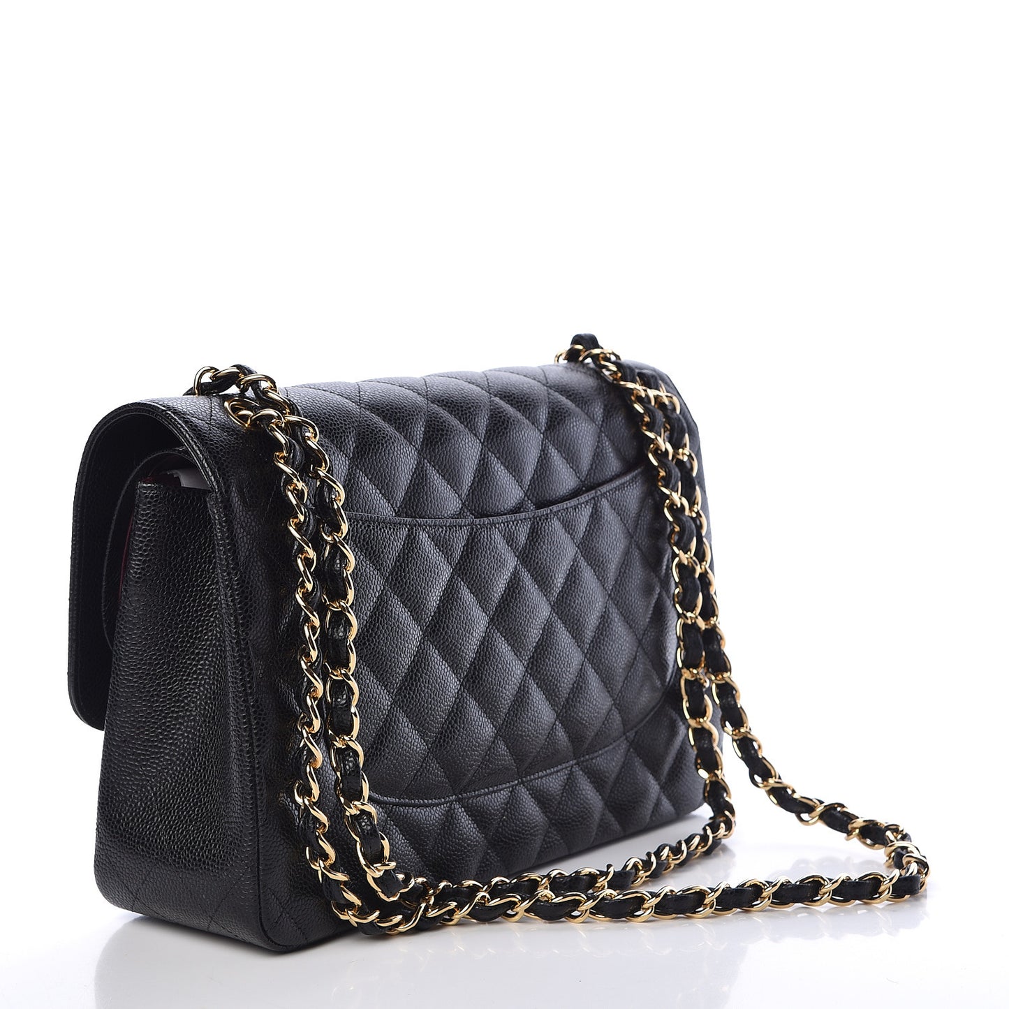 Caviar Quilted Jumbo Double Flap Black