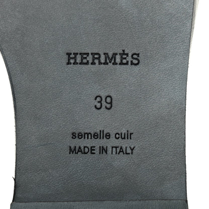 Hermes Box Calfskin Oran Sandals 39 Black 6 of 8