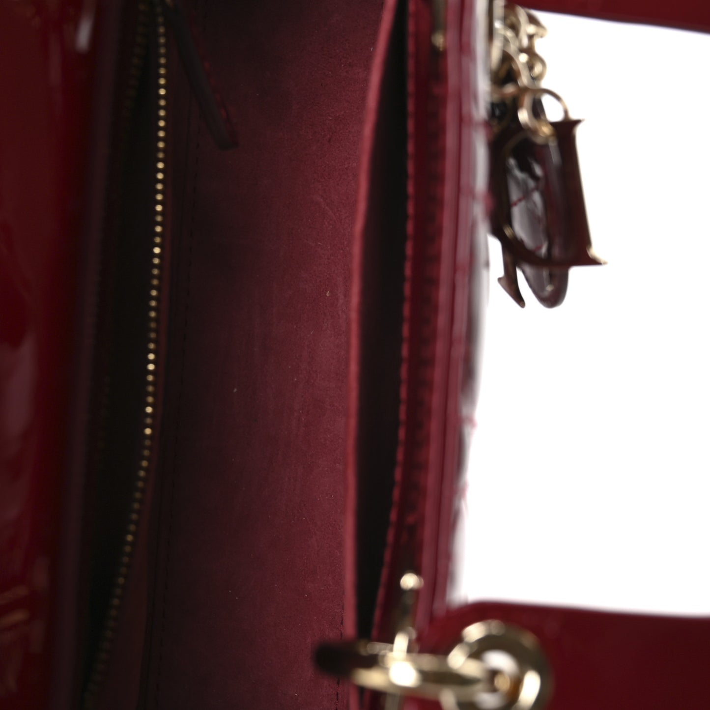 Patent Cannage Small Lady Dior Cherry Red